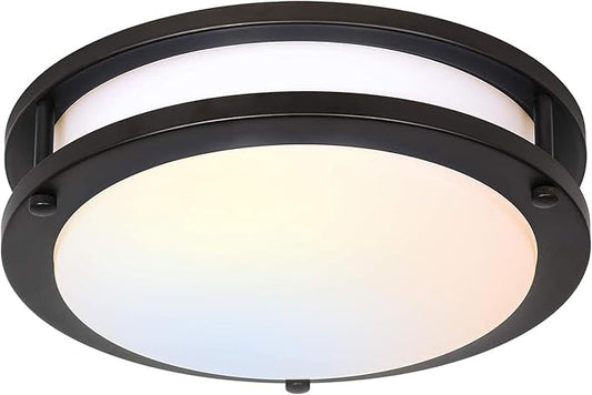 hykolity 13 inch Flush Mount LED Ceiling Light Fixture, 2700K/3000K/3500K/4000K/5000K Adjustable Ceiling Lights, Oil Rubbed Bronze Saturn Dimmable Lighting for Hallway Bathroom or Kitchen, ETL Listed