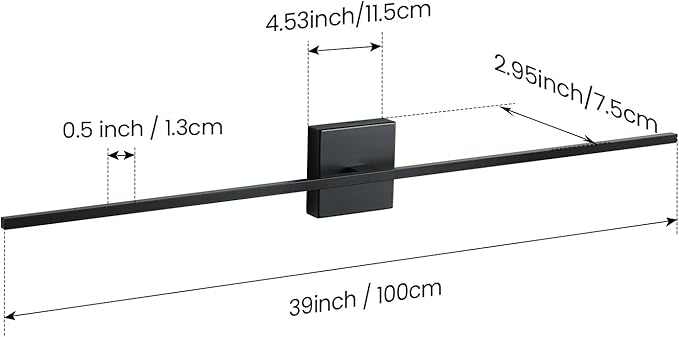 Bathroom Vanity Light Fixtures Over Mirror - 39 Inch Matte Black Vanity Lights for Bathroom 28W 3500K Dimming LED Vanity Light Bar Modern Wall Sconce Lighting for Mural