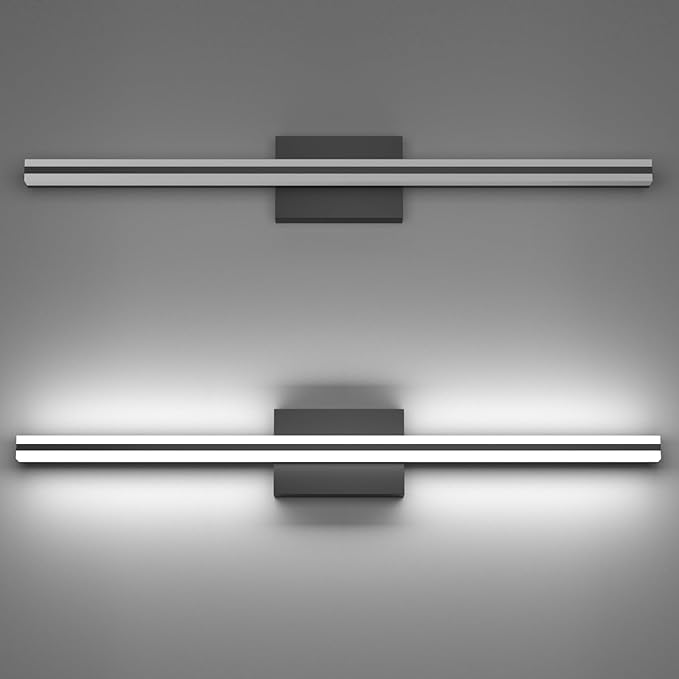 SOLFART Vanity Lights for Bathroom 31.8 Inch Dimmable Matte Black Modern Bathroom Light Fixtures 20W 5CCT LED Lights
