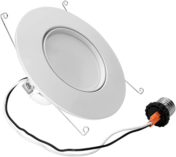 Maxxima 5" and 6" Rotatable LED Retrofit Downlight Gimbal - 1200 Lumens, 11 Watts, Dimmable, 5 CCT 2700K/3000K/3500K/4000K/5000K, Recessed Ceiling Light Fixture, Ideal for Kitchens and Dining Rooms