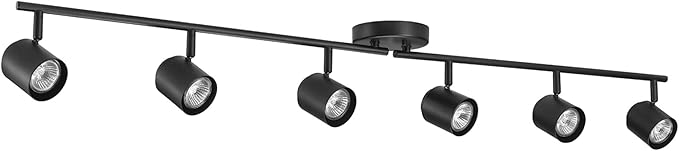 GLOBE Electric 64000167 47" 6-Light Foldable Track Lighting, Matte Black, Pivoting Track Heads, Ceiling Light, Home Improvement