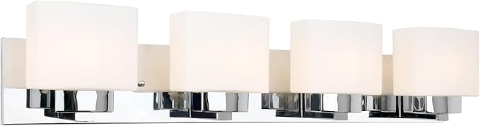 Design House Dove Creek Bathroom Light Fixtures - Traditional 4-Light Vanity Lights for Bathroom - Dimmable Vanity Lights with Frosted Glass – Polished Chrome – Design House, 589671
