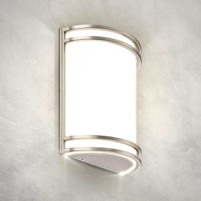 ASD LED Indoor Wall Mount Light Fixture - 10 Inch 15W Modern Interior Brushed Nickel Dimmable Wall Sconce Light - ETL 3000K 4000K 5000K Adjustable - Hallway, Bedroom LED Wall Lights