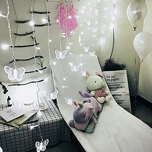 Lainin 12ft/3.5M USB Powered 8 Modes Butterfly Curtain Night Light Strip Icicle Fairy String Light, Perfect for Room Garden Wall Christmas Wedding Indoor/Outdoor Party Decoration (White)
