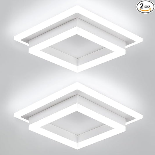 32W Flush Mount Modern LED Ceiling Lights, Small Hallway Ceiling Light, Cool White 6000K Acrylic LED Kitchen Ceiling Light Fixtures for Bedroom Dining Room Bathroom (2 Pack)