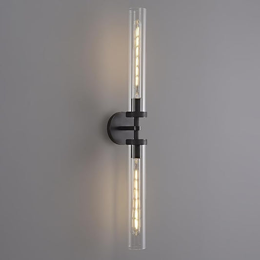 30 inch Bathroom Sconce Hardwired, Modern Bathroom Wall Sconce 2 Lights Vantiy Sconce Bathroom Vanity Light,Black Sconce for Mirror, Living Room, Bedroom, Hallway (E26 Bulb Included)