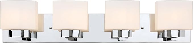 Design House Dove Creek Bathroom Light Fixtures - Traditional 4-Light Vanity Lights for Bathroom - Dimmable Vanity Lights with Frosted Glass – Polished Chrome – Design House, 589671