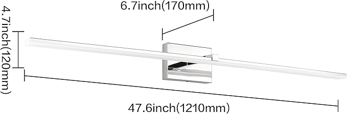ZUZITO Modern Bathroom Vanity Light 48 inch 32W Dimmable 5CCT LED Bathroom Light Fixture Over Mirror Chrome Vanity Lights Bar for Bath