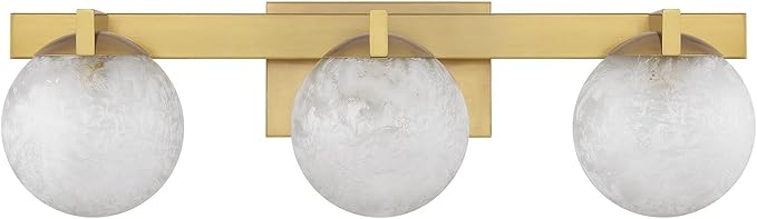 Savoy House 8-1017-3-322 Darien Contemporary Ice Glass Bathroom Vanity Wall Light, 3-Light 180 Total Watts, 7" H x 25" W, Warm Brass