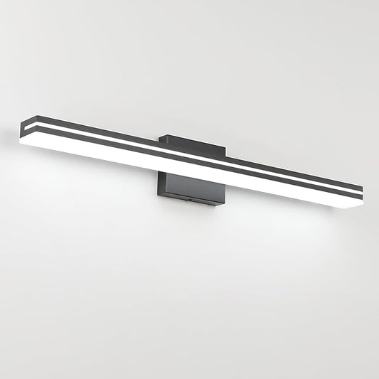 SineRise 32-Inch LED Modern Bathroom Vanity Light Bar, Matte Black Modern Acrylic Bathroom Wall Lighting Fixtures Over Mirror (Cool White 6000K)