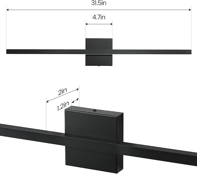 Epinl Black Bathroom Vanity Light - 31.5 inch Modern Bathroom Light Fixture Over Mirror 22W LED Dimmable Wall Sconce Lighting Fixture for Bedroom