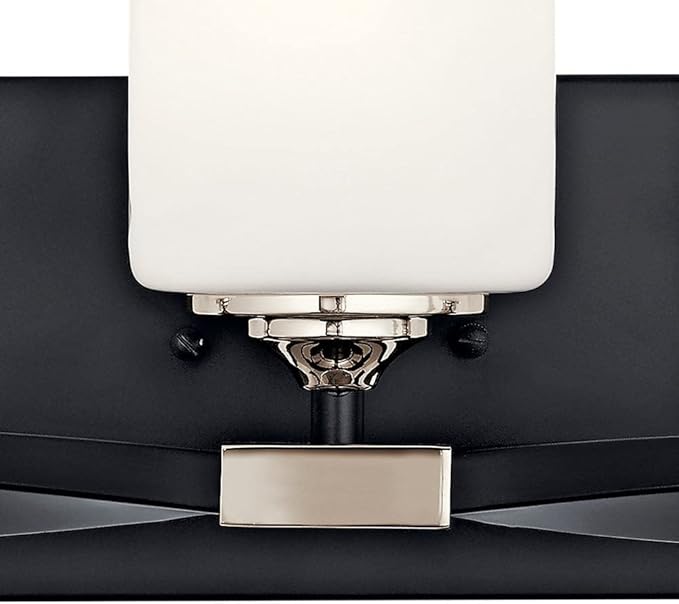 Kichler Marette 22.75" Vanity Light in Black, 3-Light Modern Bathroom Light with Satin Etched Cased Opal Glass, (22.75" W x 8" H), 55002BK