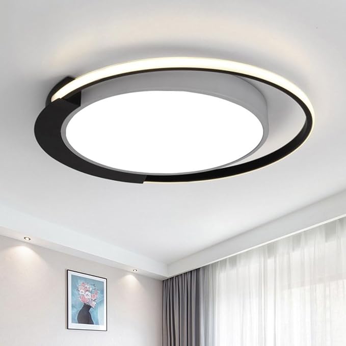 Minimalist Study Round Ceiling Lamp Metal and Acrylic Material Flat Lighting Nordic Artistic Design Ceiling Lights Suitable for Dining Rooms and Bedrooms