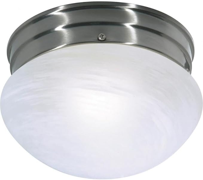 NUVO SF76/671 One Light Mushroom Flush Mount, Brushed Nickel/Alabaster Glass