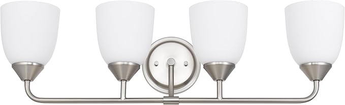 4-Light Traditional Bathroom Vanity Light Fixtures Over Mirror, Modern Vanity Lights for Living Room, Standard E26 Base, Brushed Nickel