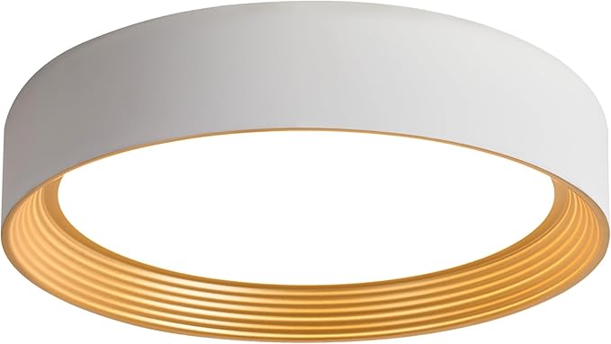 Dimmable Modern LED Flush Mount Ceiling Light,15.7 Inch 5CCT 36W/3000K-6000K,Minimalist Round White and Gold Close to Ceiling Lighting Fixtures for Bedrooms,Dining Rooms,Living Room,Kitchens