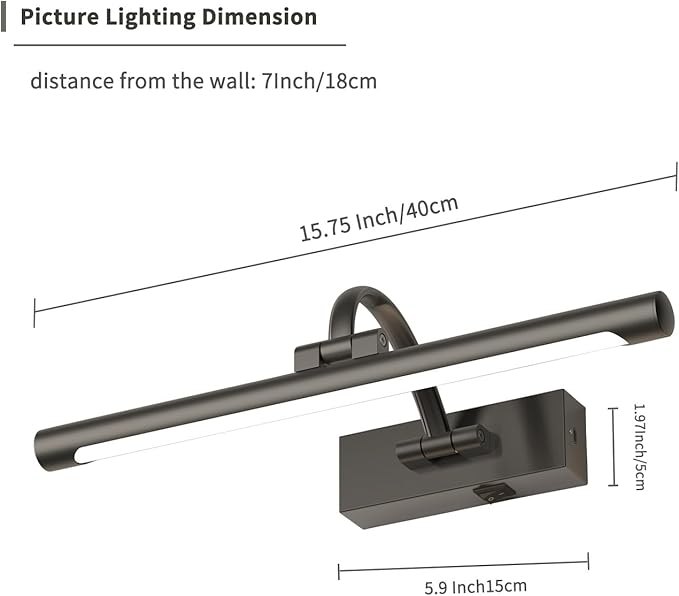 DESOOP Battery Operated Picture Lights for Wall, Wireless Painting Lights Dimmable Artwork Lighting with Remote and Timer, Rechargeable Art Lights for Paintings-Brushed Grey 16'' inch Warm White