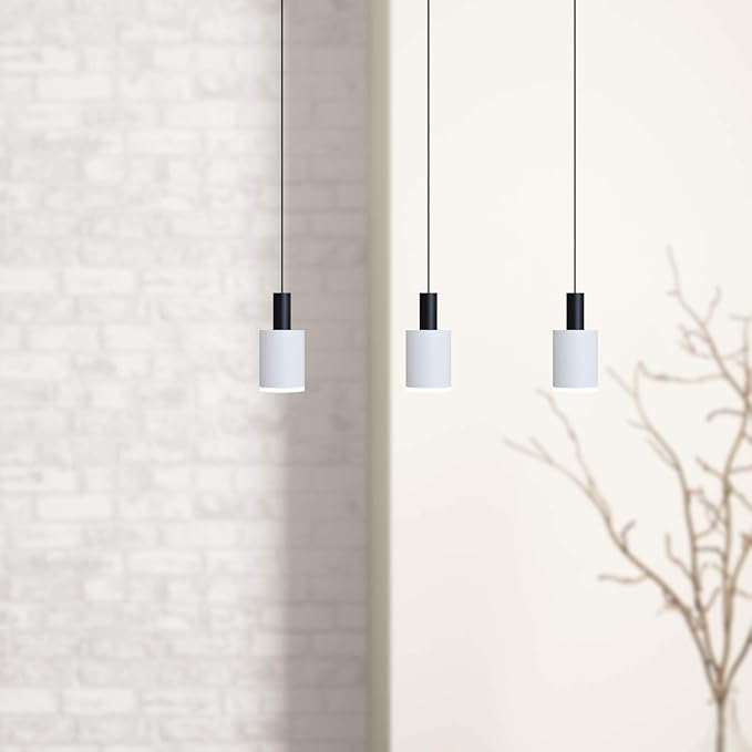 Virgo 3 Mini Pendant Lighting Black-White - LED Hanging Light Fixture for Kitchen Island, Bar, Foyer - Cluster Pendants - Dimmable, Adjustable Wire, Lamp Bulb Included