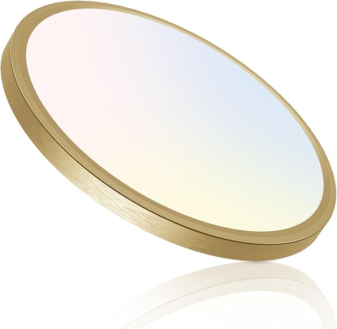 libtit 12 Inch LED Ceiling Light Golden, 28W 3200lm Aureate Flush Mount Ceiling Light, 3 Color Temperature 3000K/4500K/6000K, Gilded Round Flat Light Fixture for Kitchen Bathroom Shower