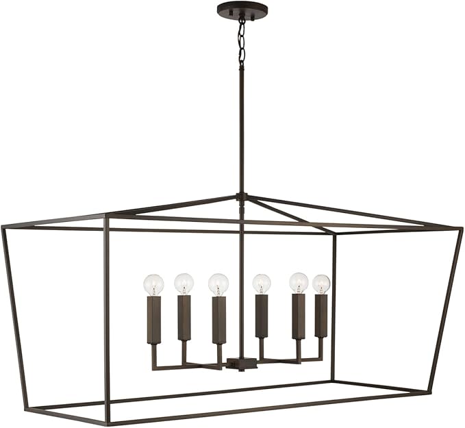 Capital Lighting 837661OR Thea Symmetrical Clear Line Island/Linear Pendant, 6-Light 360 Total Watts, 21" H x 42" W, Oil Rubbed Bronze