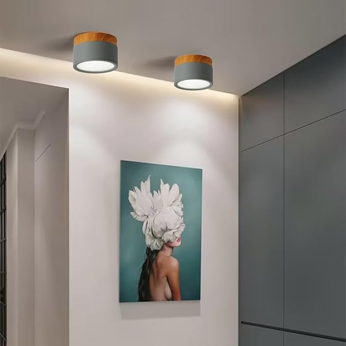 4.2-Inch Macaron Style Ceiling Light, Nordic Modern Ceiling Light Fixture, 15W LED Mini Cylinder Minimalist Close to Ceiling Lamp for Bedroom Hallway Entryway Kitchen Foyer Office