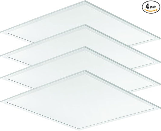 Lithonia Lighting CPX LED Flat Panel Light, 2Ftx2Ft LED Light Panel, Ceiling Lighting Fixture, 2500/3200/4000 Adjustable Lumens, 3500K/4000K/5000K Switchable CCT, Smooth Satin Lens, White (4-Pack)