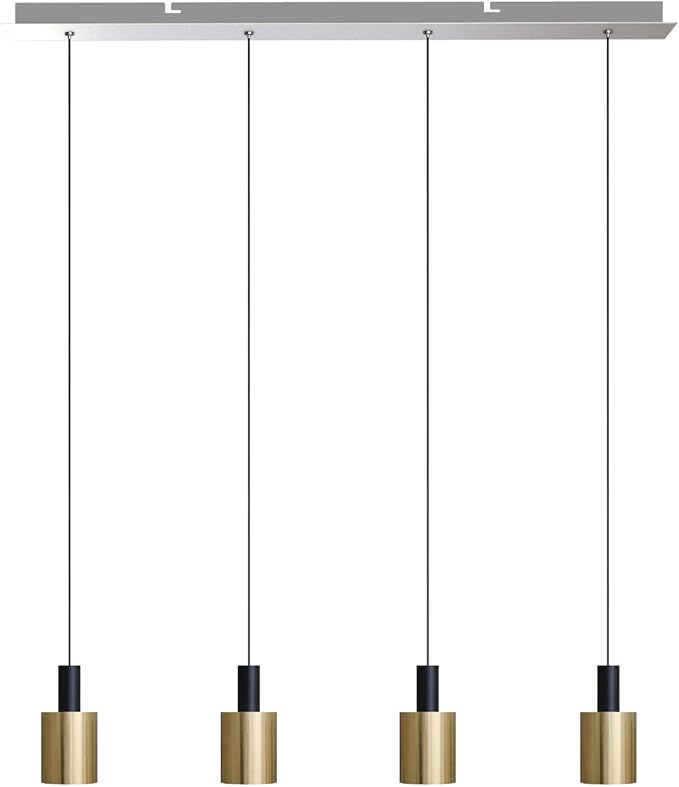 Virgo 4 Mini Pendant Lighting Black-Brass - LED Hanging Light Fixture for Kitchen Island, Bar, Foyer - Cluster Pendants - Dimmable, Adjustable Wire, Lamp Bulb Included