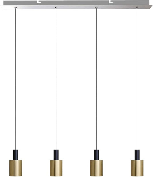 Virgo 4 Mini Pendant Lighting Black-Brass - LED Hanging Light Fixture for Kitchen Island, Bar, Foyer - Cluster Pendants - Dimmable, Adjustable Wire, Lamp Bulb Included