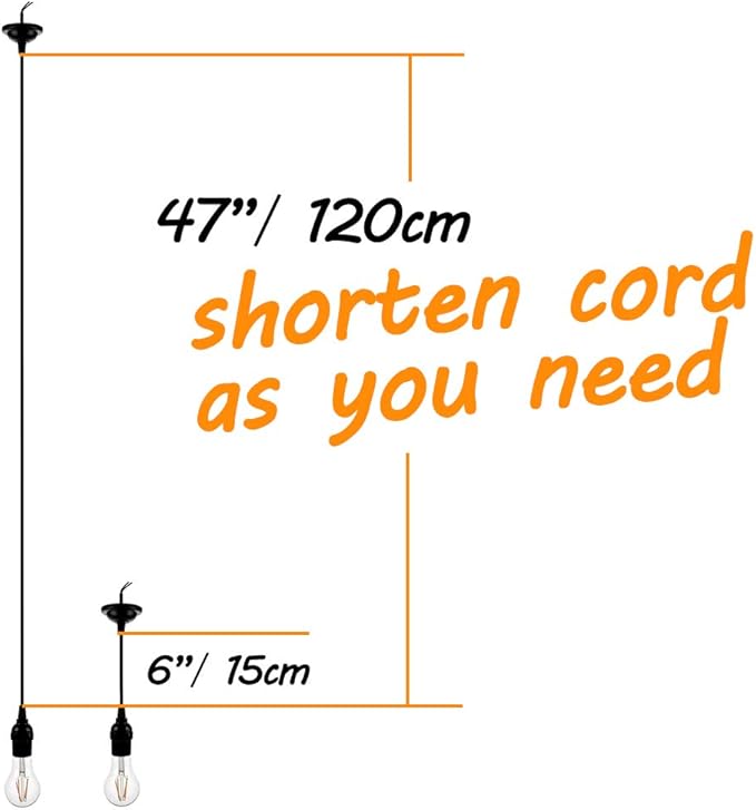 ACBungji 12 Packs Pendant Light Kit Cord, Hanging Light Socket Lamp Holder with Adjustable 4ft Lantern Wire Screw in E26 Edison Base Bulb for Kitchen Dining Room,Black