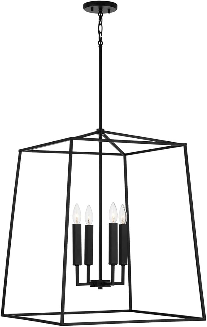 Capital Lighting 537643MB Thea Lantern Foyer Pendant, 4-Light 240 Total Watts, 28" H x 22" W, Matte Black