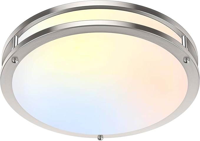 LED Ceiling Light Fixture, 36W 4400Lm Flush Mount Ceiling Lights, Dimmable 5CCT 2700K/3000K/4000K/5000K/6500K, 13 Inch Super Bright Modern Bedroom Lamps for Kitchen Hallway, Brushed Nickle, 1 Pack