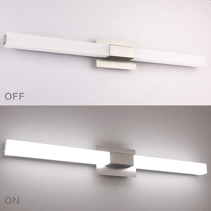 ZUZITO Brushed Nickel Bathroom Light Fixture - Modern LED Vanity Light Bar - 40 inch Bathroom Lighting Fixtures Over Mirror Cool Whtie 6000K