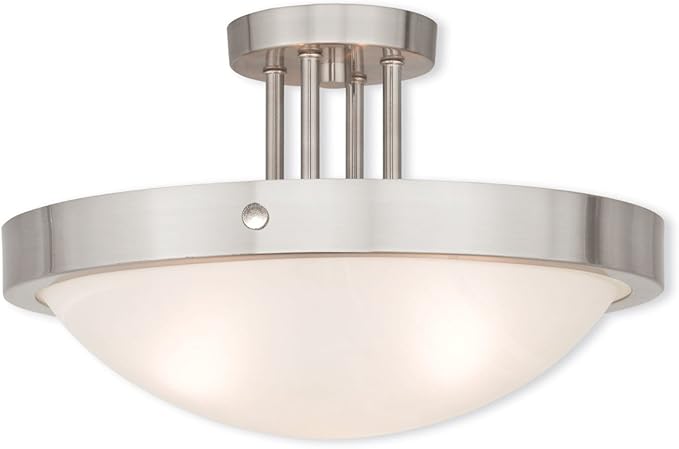 Livex Lighting 73956-91 Transitional Three Light Ceiling Mount from New Brighton Collection in Pwt, Nckl, B/S, Slvr. Finish, Brushed Nickel
