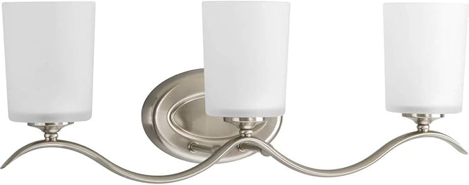 Inspire Collection 3-Light Etched Glass Traditional Bath Vanity Light Brushed Nickel