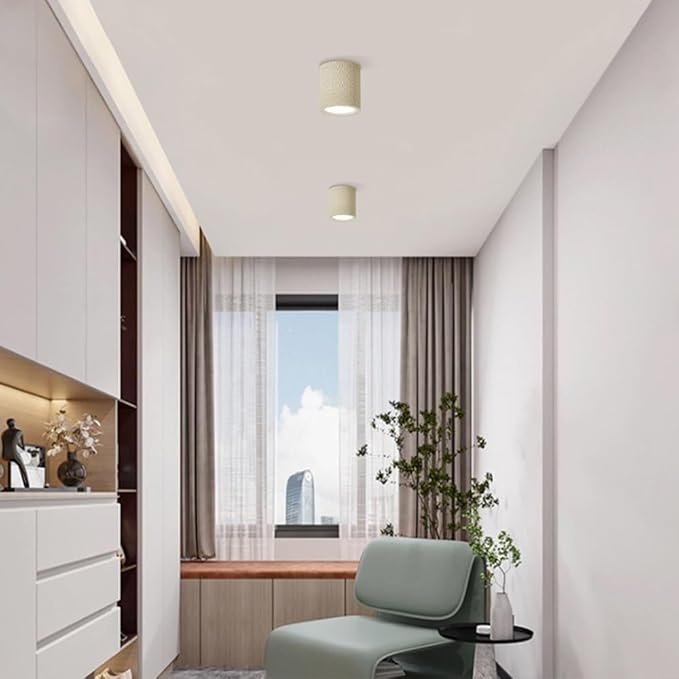 Close To Ceiling Lights Nordic Resin Ceiling Light Mini Flush Mount Ceiling Lamp Cream Style Hallway Lighting Fixture Minimalist Ceiling Downlight for Living Room Bedroom Restaurant(Natural color)