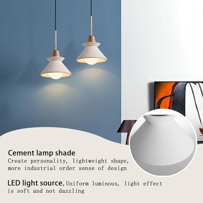 7.7'' Concrete Pendant Lights Kitchen Island Hanging Lights Unique Pinecone Lampshade Industrial Chandelier Nordic Cement Pendant Light for Dining Room,Bedside,Kitchen,Hallway,1Pcs,White