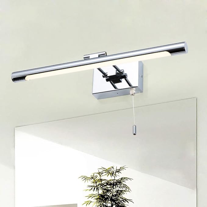 Bar LED Modern Bathroom Vanity Light 5W - Bathroom Lighting Fixture Over Mirror Lamp Chrome Finished Wall Sconces Make Up Vanity Light Fixtures with Pull Chain Switch On/Off, 13.77" 6000K