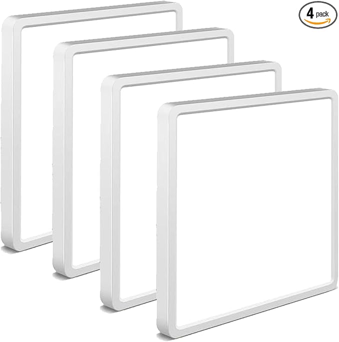 4Pack 12inch Square White 3200LM LED Flush Mount Ceiling Light,28W White 6000K Slim Surface Mount Ceiling Light Fixture for Kitchen Bedroom Living Room