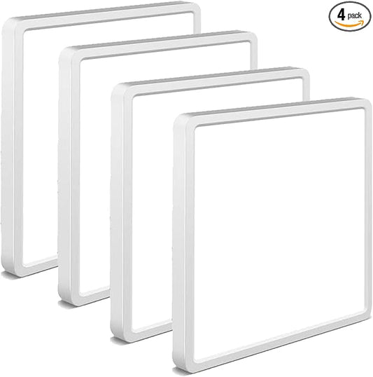 4Pack 12inch Square White 3200LM LED Flush Mount Ceiling Light,28W White 6000K Slim Surface Mount Ceiling Light Fixture for Kitchen Bedroom Living Room