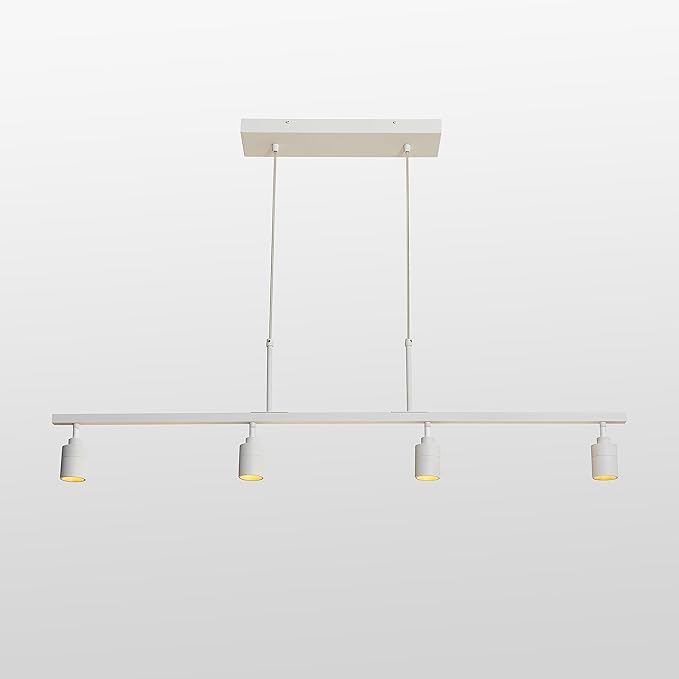 Shura - 4-Light White Integrated LED Track Light Pendant w/Rotatable Spotlight Heads, Hanging Ceiling Spotlight Fixture, 3000K, 1960 Lumens
