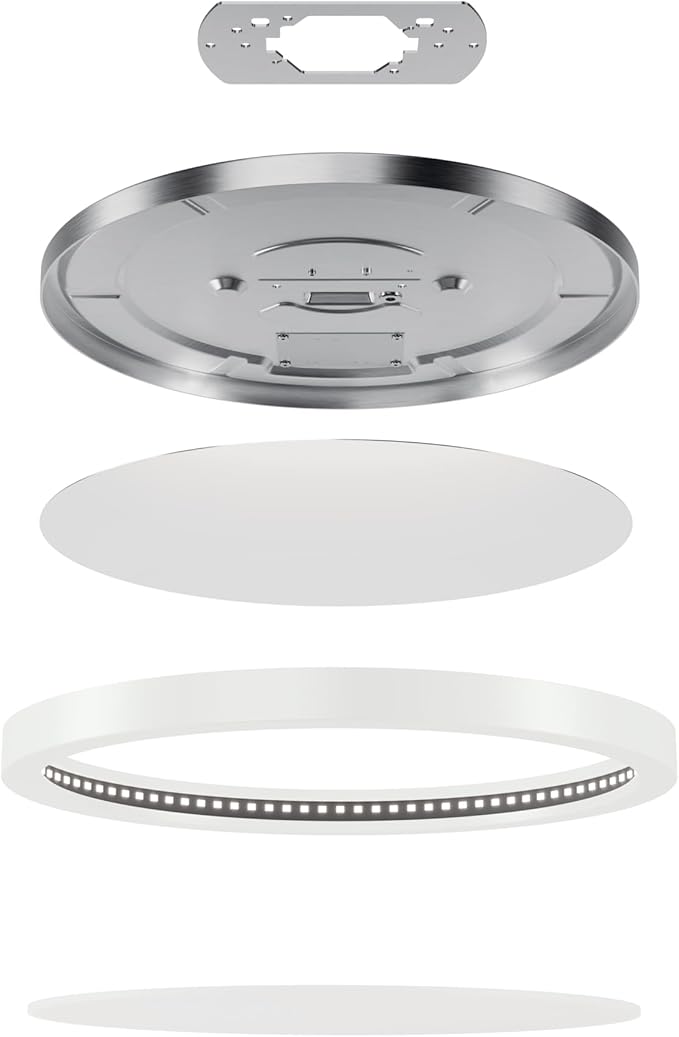 KICHLER Ara 11.03" Modern Minimal Round LED Flush Mount in White, for Damp Indoor Locations, Main Light Source, Integrated LED, Edge-Lit Technology, 1600 Lumens, Dimmable to 10%, 53011WH30