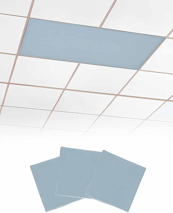 Magnetic Light Cover for Classroom Drop Ceiling,3 Pack 4x2 Ft Fluorescent Light Covers for Office Home Ceiling Light Sky Blue Solid Color Lampshade, LSYZAA20240704FUGE1SHZF07216ZAACFGE
