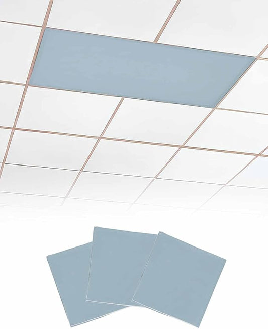 Magnetic Light Cover for Classroom Drop Ceiling,3 Pack 4x2 Ft Fluorescent Light Covers for Office Home Ceiling Light Sky Blue Solid Color Lampshade, LSYZAA20240704FUGE1SHZF07216ZAACFGE