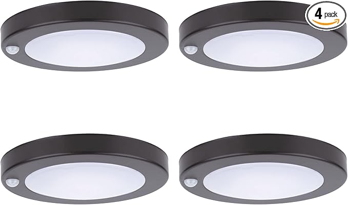 YoonLIT Flush Mount PIR Motion Sensor LED Ceiling Light, 6.2 Inch 10.5W 700 Lumen, Motion Activated Ceiling Fixture for Closet, Garage, Doorway, Stairway, Hallway, Bronze Finish 3000K 4-Pack