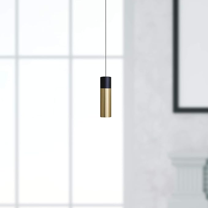 Vela 1 Mini Pendant Lighting Black-Brass - LED Hanging Light Fixture for Kitchen Island, Bar, Foyer - Cluster Pendants - Dimmable, Adjustable Wire, Lamp Bulb Included
