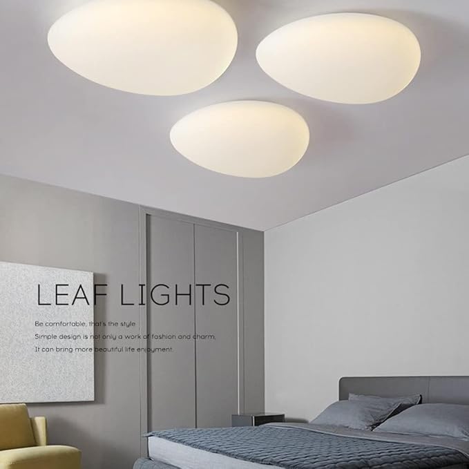 KISAD Modern Minimalist Pebble Shape Flush Mount Ceiling Light Nordic Style Soft Dimmable Ceiling Lamp Indoor Home Decor Fixture for Bedroom Living Room Kitchen(21cm)