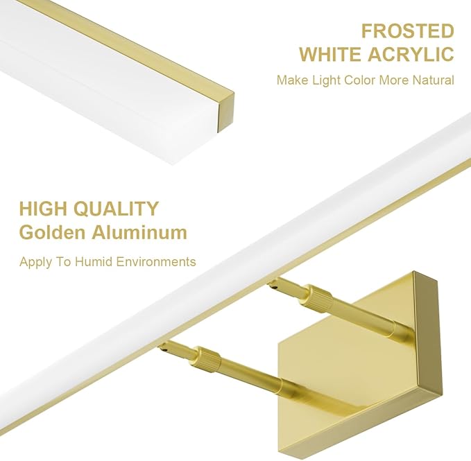 Aipsun 31.5inch Brushed Brass Bathroom Vanity Light Fixtures Modern LED Light Fixtures Gold Vanity Lighing for Bathroom Wall Fixtures 5500K