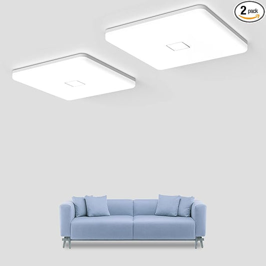 Airand LED Flush Mount Ceiling Light, 2PACK 24W 2050LM Square Ceiling Lights 5000K Daylight 12.6in LED Light Fixture IP44 Waterproof Ceiling Lights for Bedroom Kitchen Hallway Balcony Living Room