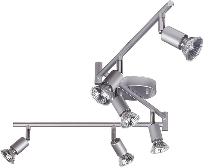 Globe Electric 59351 Payton 6-Light Foldable Track Lighting, Matte Silver