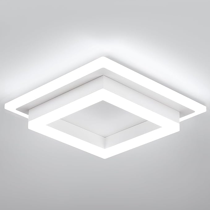 32W Flush Mount Modern LED Ceiling Lights, White Small Hallway Ceiling Light, Cool White 6000K Acrylic LED Ceiling Light Fixtures, Close to Ceiling Lights for Bedroom Dining Room Kitchen Bathroom